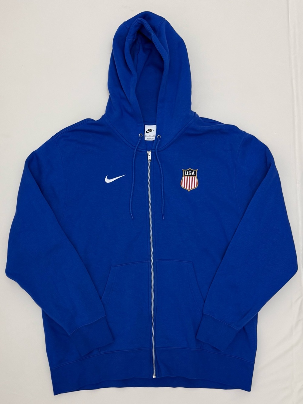 Nike Men’s Royal Blue USA Full Zip-Up Hoodie - Front Pockets